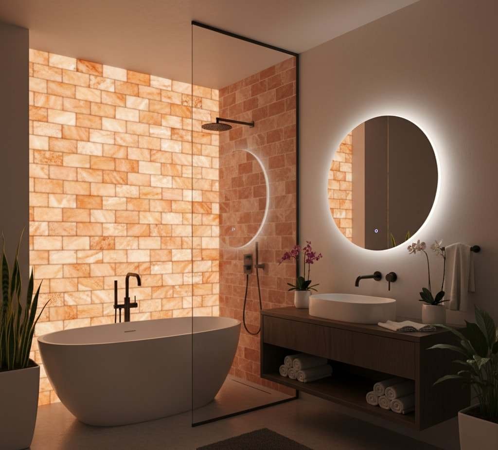White Salt Tiles — bathroom salt brick shower